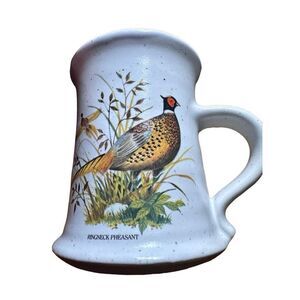 Anglers Expressions 1985 Ringneck Pheasant Stoneware Mug USA made Cup Rustic